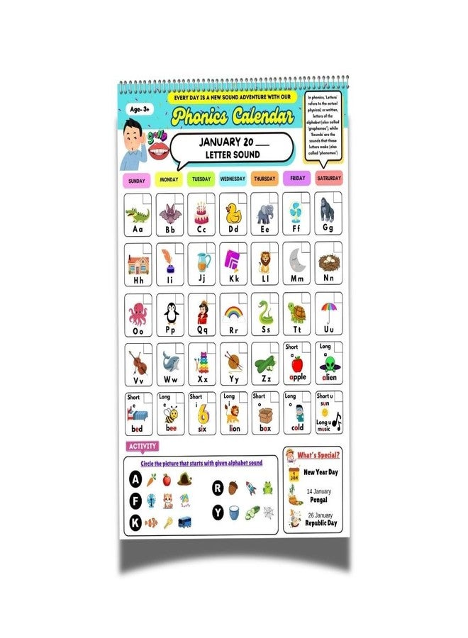EDUSTAR Phonics Calendar for Kids | Interactive Learning Tool for Daily Phonics Practice | Fun & Engaging Activities for Early Reading Success - Image 1